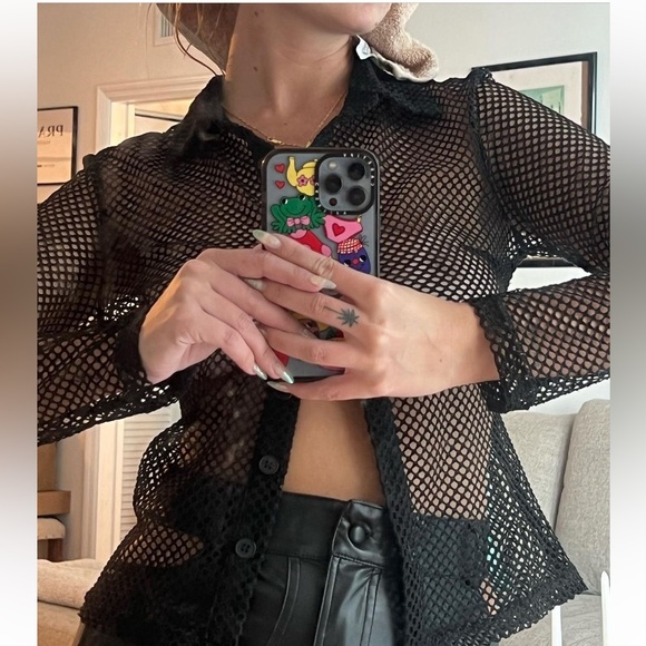 Princess Polly black net button up shirt. NWOT. Size US 4. Perfect condition. - Picture 1 of 13